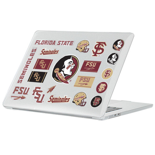 Florida State University FSU Florida State University Mix Logos Clear Glitter Hard Crystal Armour Laptop Case for Apple MacBook Air 13.6" M2 A2681/M3 A3113/M4 A3240 2022/2024/2025