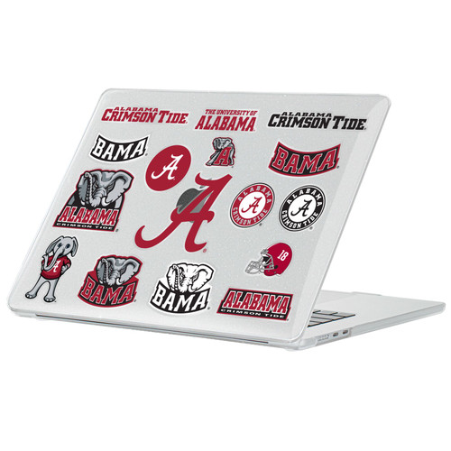 University Of Alabama UA The University Of Alabama Mix Logos Clear Glitter Hard Crystal Armour Laptop Case for Apple MacBook Air 13.6" A2681/A3113/A3240/A3449 2022/2024/2025/2026