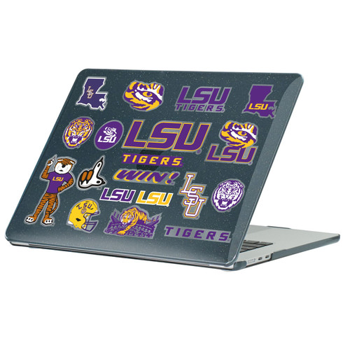 Louisiana State University LSU Louisiana State University LSU Mix Logos Black Glitter Hard Crystal Armour Laptop Case for Apple MacBook Air 13.6" A2681/A3113/A3240/A3449 2022/2024/2025/2026