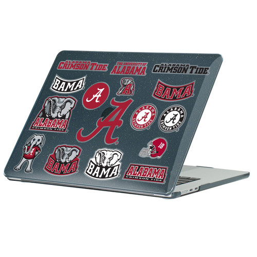 University Of Alabama UA The University Of Alabama Mix Logos Black Glitter Hard Crystal Armour Laptop Case for Apple MacBook Air 13.6" A2681/A3113/A3240/A3449 2022/2024/2025/2026
