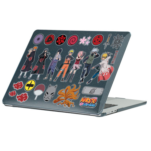Naruto Shippuden Graphics Iconic Black Glitter Hard Crystal Armour Laptop Case for Apple MacBook Air 13.6" M2 A2681/M3 A3113/M4 A3240 2022/2024/2025