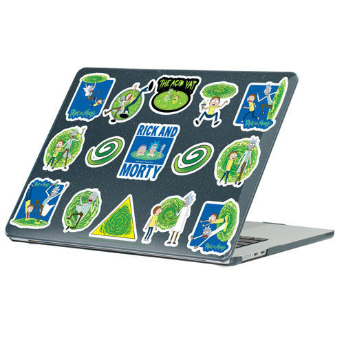 Rick And Morty Icons Portal Black Glitter Hard Crystal Armour Laptop Case for Apple MacBook Air 13.6" A2681/A3113/A3240/A3449 2022/2024/2025/2026