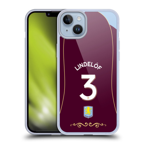 Aston Villa Football Club 2025/26 Players Home Kit 1st Group Victor Lindelöf Soft Gel Case for Apple iPhone 14 Plus