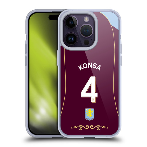 Aston Villa Football Club 2025/26 Players Home Kit 1st Group Ezri Konsa Soft Gel Case for Apple iPhone 14 Pro