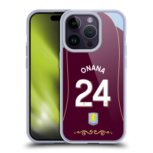 Aston Villa Football Club 2025/26 Players Home Kit 1st Group Amadou Onana Soft Gel Case for Apple iPhone 14 Pro