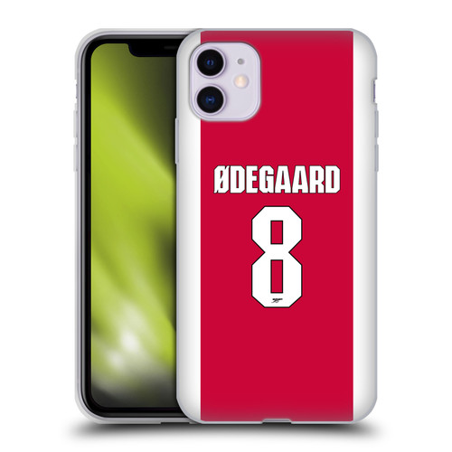 Arsenal FC 2025/26 Players Home Kit 1st Group Martin Ødegaard Soft Gel Case for Apple iPhone 11