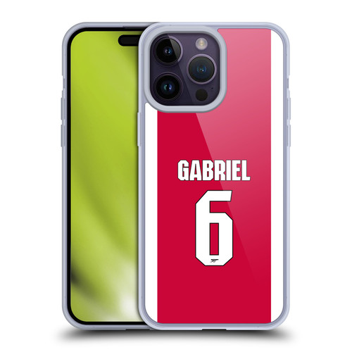 Arsenal FC 2025/26 Players Home Kit 1st Group Gabriel Magalhães Soft Gel Case for Apple iPhone 14 Pro Max