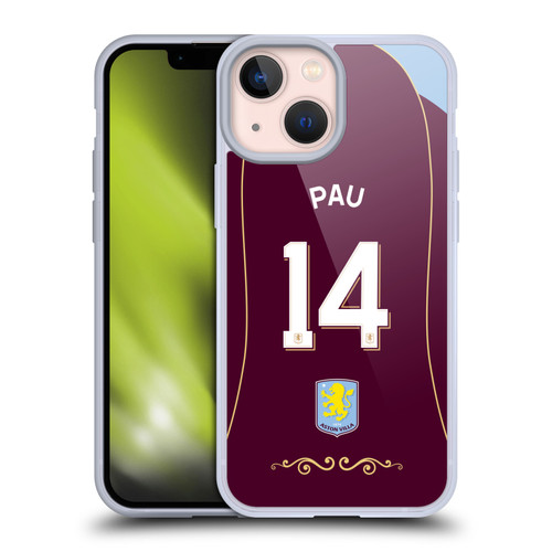 Aston Villa Football Club 2025/26 Players Home Kit 2nd Group Pau Torres Soft Gel Case for Apple iPhone 13 Mini