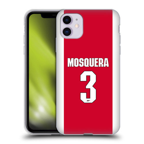 Arsenal FC 2025/26 Players Home Kit 2nd Group Cristhian Mosquera Soft Gel Case for Apple iPhone 11