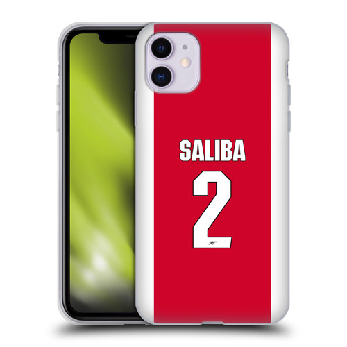 Arsenal FC 2025/26 Players Home Kit 2nd Group William Saliba Soft Gel Case for Apple iPhone 11
