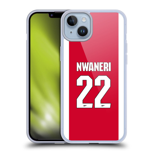 Arsenal FC 2025/26 Players Home Kit 2nd Group Ethan Nwaneri Soft Gel Case for Apple iPhone 14 Plus