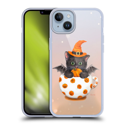 Kayomi Harai Graphic Art Halloween Kitten In Teacup Soft Gel Case for Apple iPhone 14 Plus