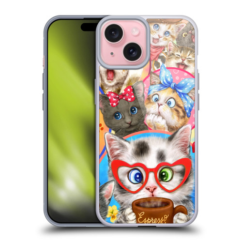 Kayomi Harai Graphic Art Character Cats Soft Gel Case for Apple iPhone 15 & MagSafe
