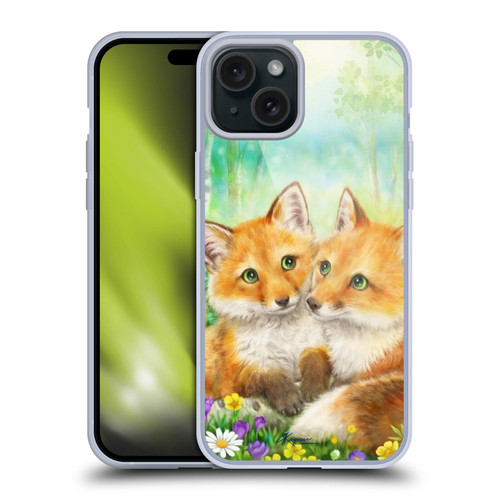 Kayomi Harai Graphic Art Fox Couple In Forest Soft Gel Case for Apple iPhone 15 Plus