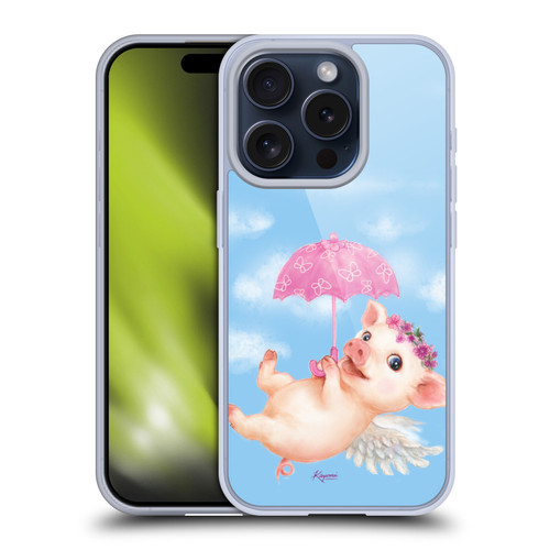 Kayomi Harai Graphic Art Pig Umbrella Soft Gel Case for Apple iPhone 15 Pro