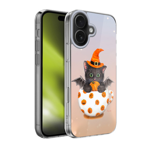 Kayomi Harai Graphic Art Halloween Kitten In Teacup Soft Gel Case for Apple iPhone 17