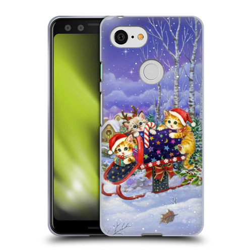 Kayomi Harai Graphic Art Christmas Cats Mailbox Soft Gel Case for Google Pixel 3