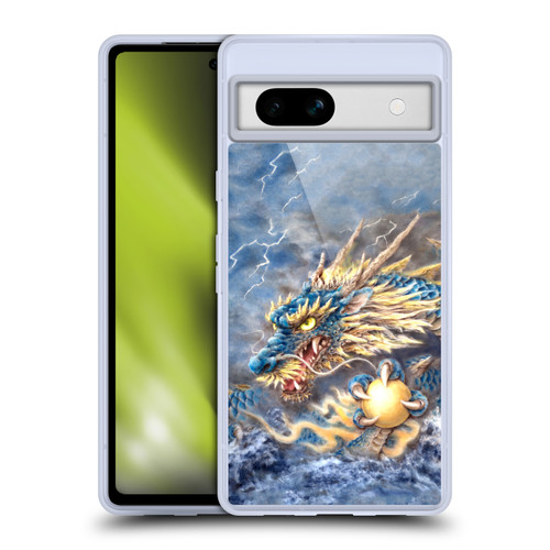 Kayomi Harai Graphic Art Blue Asian Dragon Soft Gel Case for Google Pixel 7a