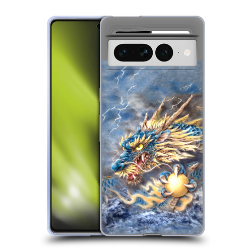Kayomi Harai Graphic Art Blue Asian Dragon Soft Gel Case for Google Pixel 7 Pro