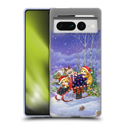 Kayomi Harai Graphic Art Christmas Cats Mailbox Soft Gel Case for Google Pixel 7 Pro