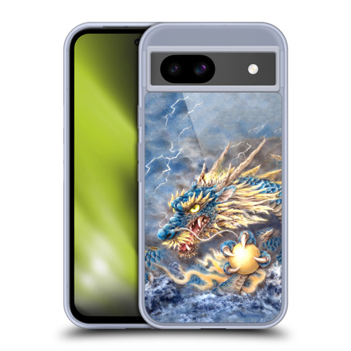 Kayomi Harai Graphic Art Blue Asian Dragon Soft Gel Case for Google Pixel 8a