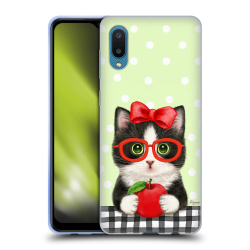 Kayomi Harai Graphic Art Teacher Cat With Apple Soft Gel Case for Samsung Galaxy A02/M02 (2021)
