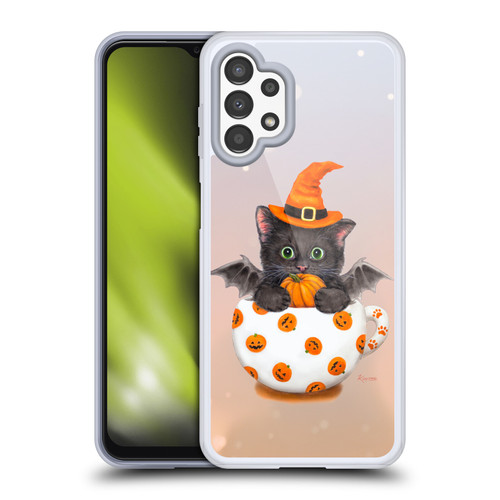 Kayomi Harai Graphic Art Halloween Kitten In Teacup Soft Gel Case for Samsung Galaxy A13 (2022)