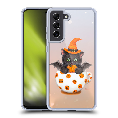 Kayomi Harai Graphic Art Halloween Kitten In Teacup Soft Gel Case for Samsung Galaxy S21 FE 5G