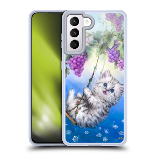 Kayomi Harai Graphic Art Kitten Swing With Grapes Soft Gel Case for Samsung Galaxy S21 5G