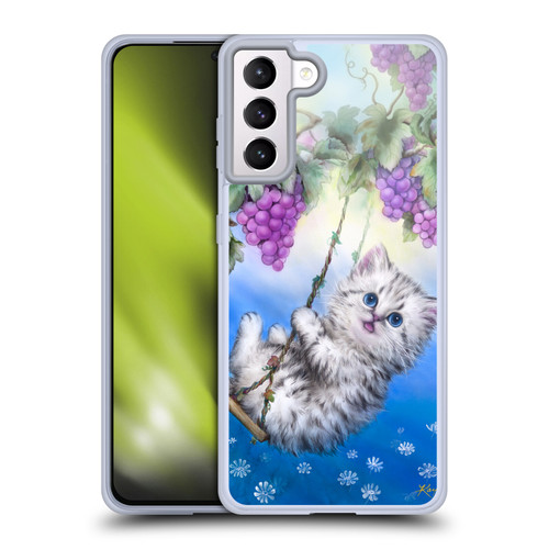 Kayomi Harai Graphic Art Kitten Swing With Grapes Soft Gel Case for Samsung Galaxy S21+ 5G