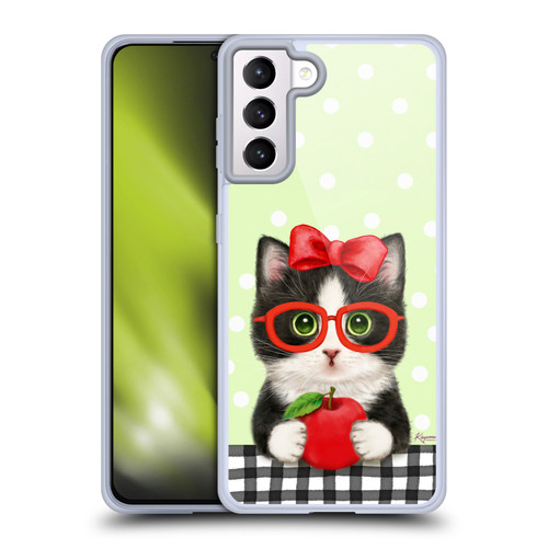 Kayomi Harai Graphic Art Teacher Cat With Apple Soft Gel Case for Samsung Galaxy S21+ 5G