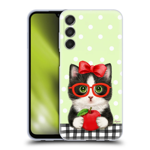 Kayomi Harai Graphic Art Teacher Cat With Apple Soft Gel Case for Samsung Galaxy M15/F15 5G