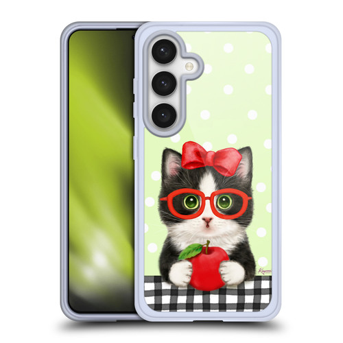 Kayomi Harai Graphic Art Teacher Cat With Apple Soft Gel Case for Samsung Galaxy S24 5G