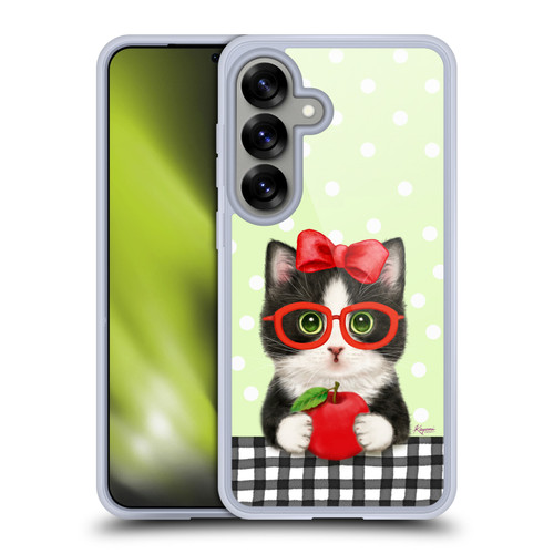 Kayomi Harai Graphic Art Teacher Cat With Apple Soft Gel Case for Samsung Galaxy S25