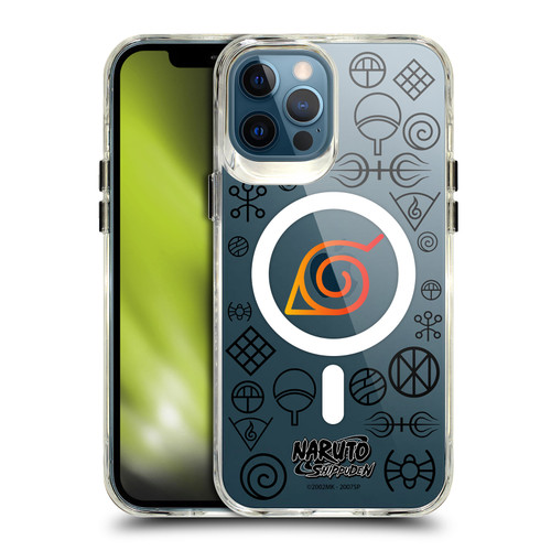 Naruto Shippuden Characters & Icons Konoha Pattern SHOCKPROOF BUMPER CASE COMPATIBLE WITH Apple iPhone 12 Pro Max & MAGSAFE