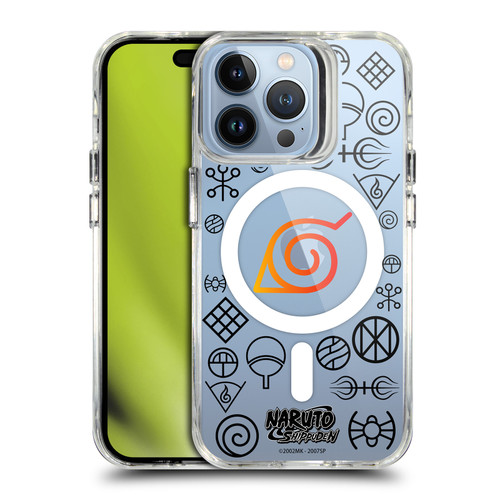 Naruto Shippuden Characters & Icons Konoha Pattern SHOCKPROOF BUMPER CASE COMPATIBLE WITH Apple iPhone 13 Pro & MAGSAFE