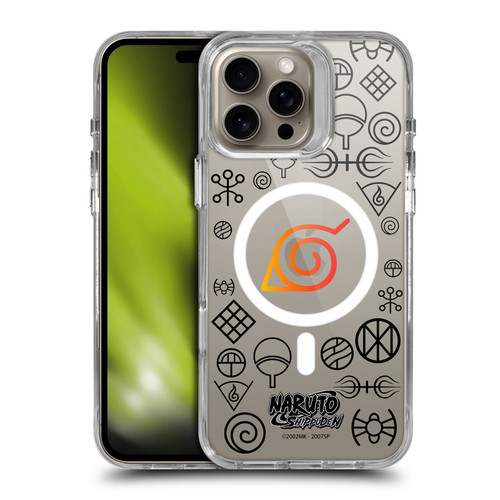 Naruto Shippuden Characters & Icons Konoha Pattern SHOCKPROOF BUMPER CASE COMPATIBLE WITH Apple iPhone 16 Pro Max & MAGSAFE