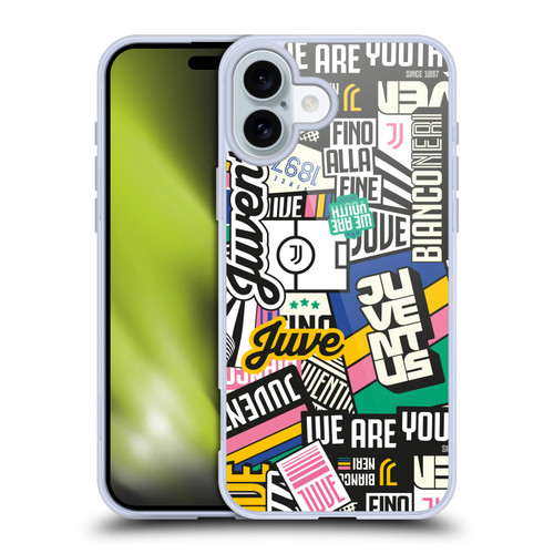 Juventus Football Club Graphic Collection Sticker Pattern Soft Gel Case for Apple iPhone 16 Plus & MagSafe