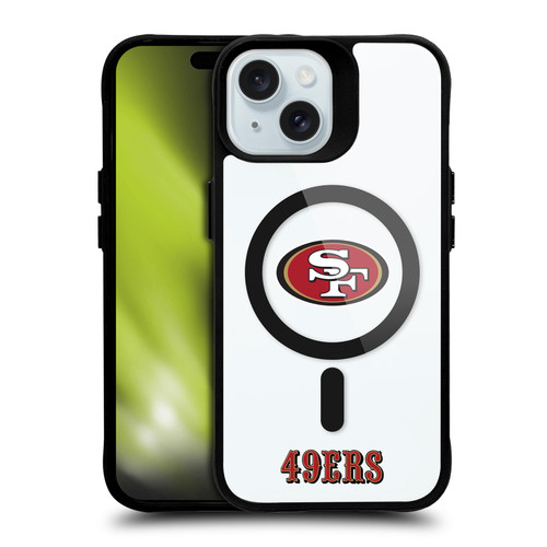 NFL San Francisco 49ers Logo BLACK SHOCKPROOF BUMPER CASE COMPATIBLE WITH Apple iPhone 15 & MAGSAFE