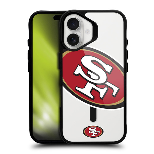 NFL San Francisco 49ers Oversized BLACK SHOCKPROOF BUMPER CASE COMPATIBLE WITH Apple iPhone 16 & MAGSAFE