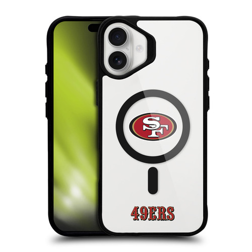 NFL San Francisco 49ers Logo BLACK SHOCKPROOF BUMPER CASE COMPATIBLE WITH Apple iPhone 16 Plus & MAGSAFE