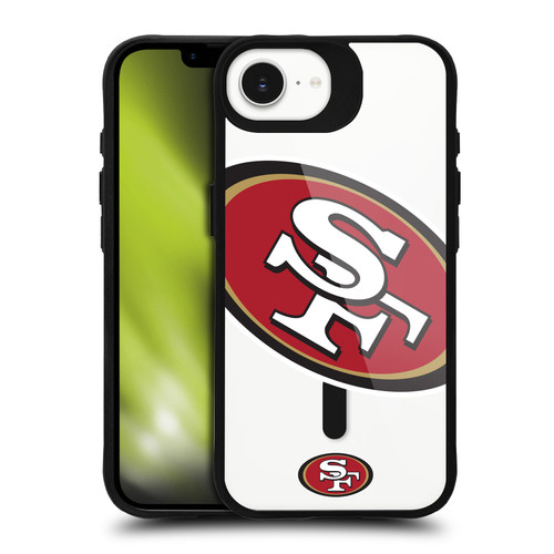 NFL San Francisco 49ers Oversized BLACK SHOCKPROOF BUMPER CASE COMPATIBLE WITH Apple iPhone 16e / Apple iPhone 17e & MAGSAFE