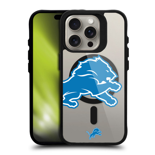 NFL Detroit Lions Oversized BLACK SHOCKPROOF BUMPER CASE COMPATIBLE WITH Apple iPhone 15 Pro & MAGSAFE