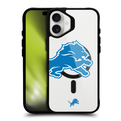 NFL Detroit Lions Oversized BLACK SHOCKPROOF BUMPER CASE COMPATIBLE WITH Apple iPhone 16 Plus & MAGSAFE