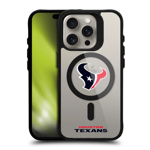 NFL Houston Texans Logo BLACK SHOCKPROOF BUMPER CASE COMPATIBLE WITH Apple iPhone 15 Pro & MAGSAFE