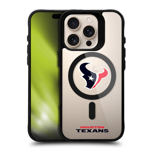 NFL Houston Texans Logo BLACK SHOCKPROOF BUMPER CASE COMPATIBLE WITH Apple iPhone 16 Pro & MAGSAFE