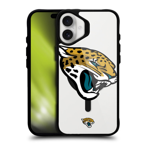 NFL Jacksonville Jaguars Oversized BLACK SHOCKPROOF BUMPER CASE COMPATIBLE WITH Apple iPhone 16 Plus & MAGSAFE