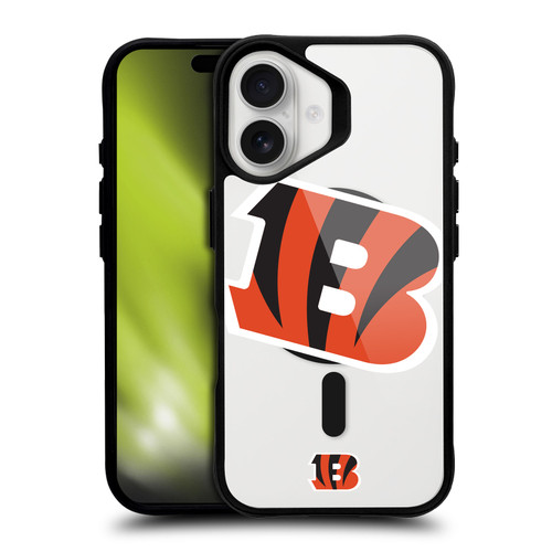 NFL Cincinnati Bengals Oversized BLACK SHOCKPROOF BUMPER CASE COMPATIBLE WITH Apple iPhone 16 & MAGSAFE