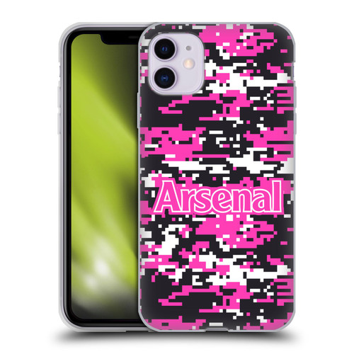Arsenal FC Crest Patterns Pink Digital Camouflage Soft Gel Case for Apple iPhone 11
