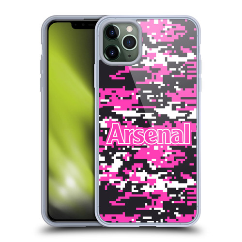 Arsenal FC Crest Patterns Pink Digital Camouflage Soft Gel Case for Apple iPhone 11 Pro Max & MagSafe